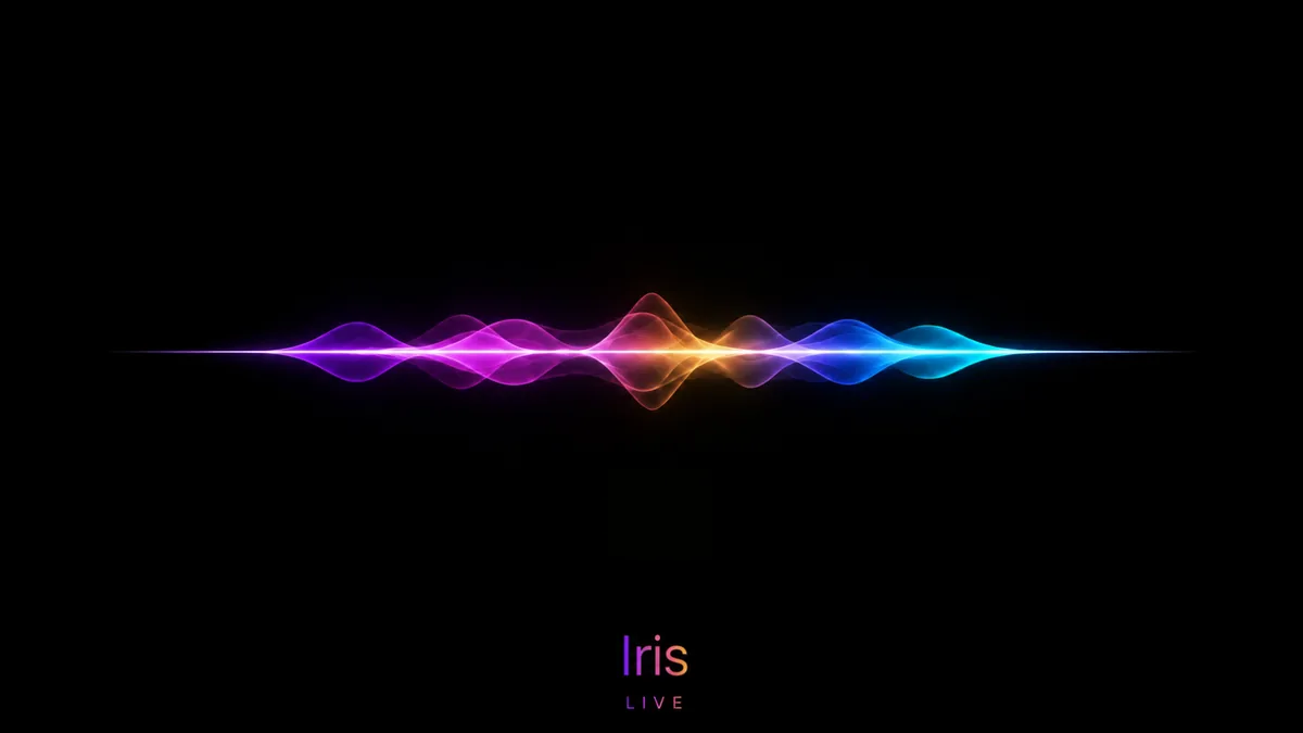 Iris Live multicolor voice waveform on a black background